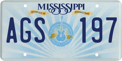 MS license plate AGS197