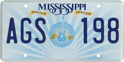MS license plate AGS198