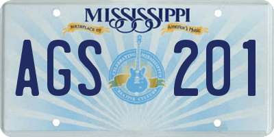 MS license plate AGS201