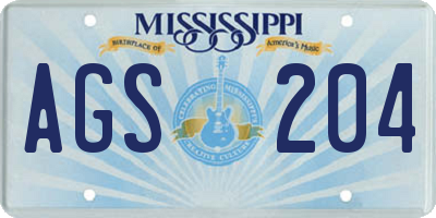 MS license plate AGS204