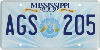 MS license plate AGS205