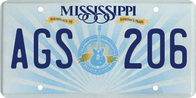 MS license plate AGS206