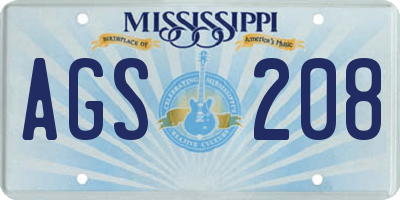 MS license plate AGS208
