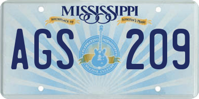 MS license plate AGS209