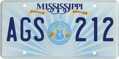 MS license plate AGS212
