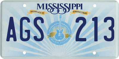 MS license plate AGS213