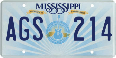MS license plate AGS214