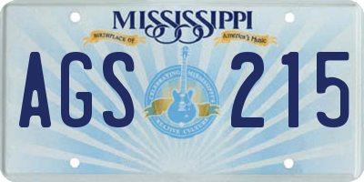 MS license plate AGS215