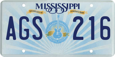 MS license plate AGS216