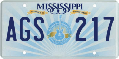 MS license plate AGS217