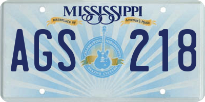 MS license plate AGS218