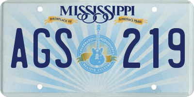 MS license plate AGS219