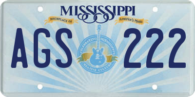 MS license plate AGS222