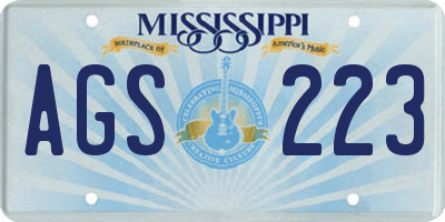MS license plate AGS223