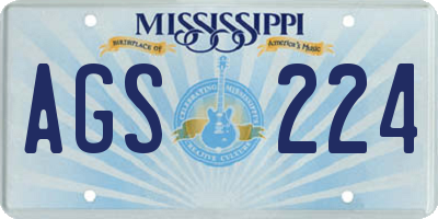 MS license plate AGS224