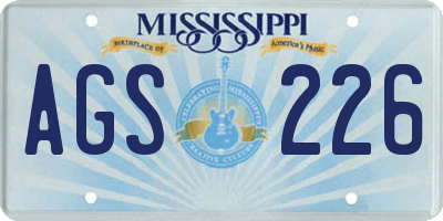 MS license plate AGS226