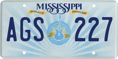 MS license plate AGS227