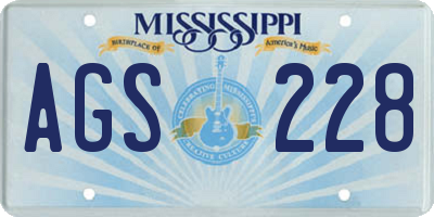 MS license plate AGS228
