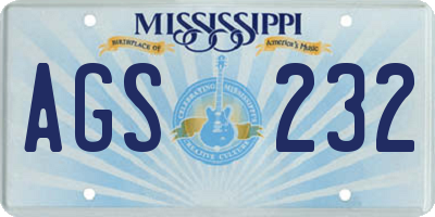 MS license plate AGS232