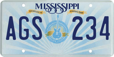 MS license plate AGS234
