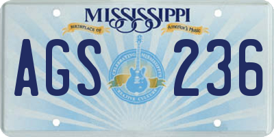 MS license plate AGS236