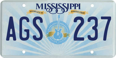 MS license plate AGS237