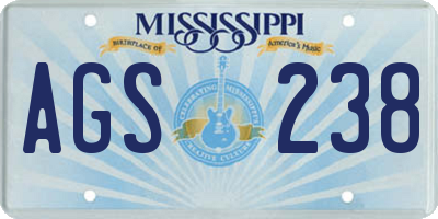 MS license plate AGS238