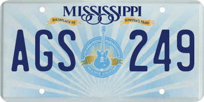 MS license plate AGS249