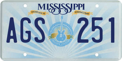 MS license plate AGS251