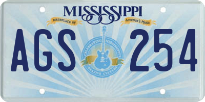 MS license plate AGS254