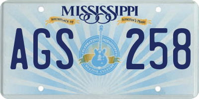 MS license plate AGS258