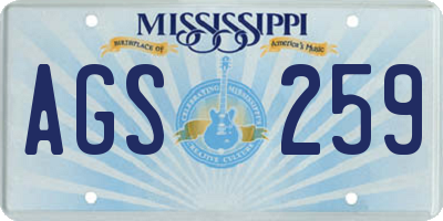 MS license plate AGS259