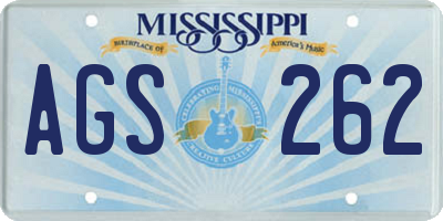 MS license plate AGS262