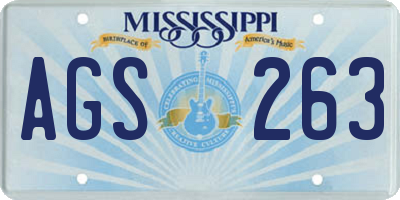 MS license plate AGS263