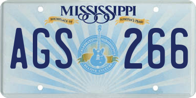 MS license plate AGS266