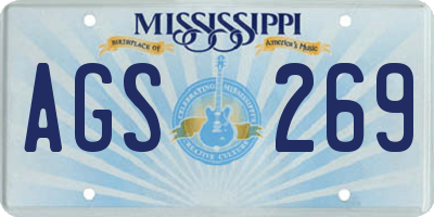 MS license plate AGS269