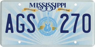 MS license plate AGS270