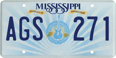 MS license plate AGS271