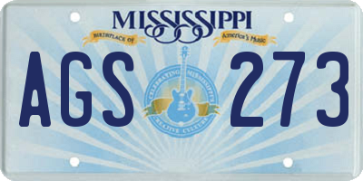 MS license plate AGS273