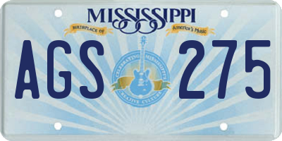 MS license plate AGS275