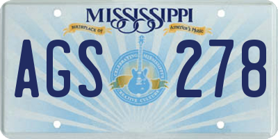 MS license plate AGS278