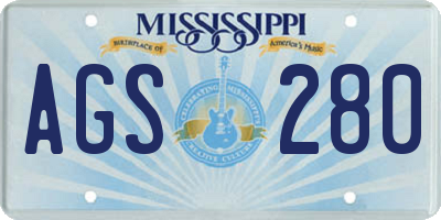 MS license plate AGS280