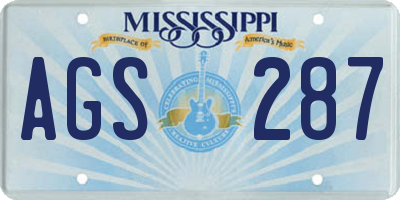 MS license plate AGS287