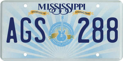 MS license plate AGS288