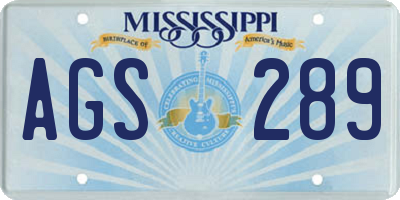MS license plate AGS289