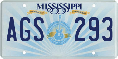 MS license plate AGS293