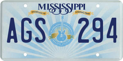 MS license plate AGS294