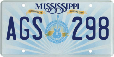 MS license plate AGS298