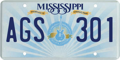 MS license plate AGS301