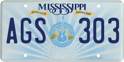 MS license plate AGS303